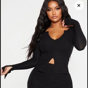 PrettyLittleThing Black Long Sleeve Crop US 14